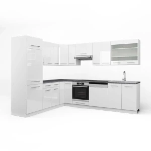 Hjørnekøkken Fame-Line Hvid højglans/Hvid 287 x 227 cm, BP Antracit Vicco
