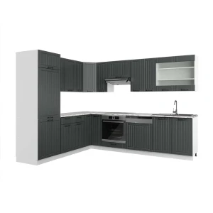 Kulmakeittiö Fame-Line Tumman harmaa/Valkoinen 287 x 227 cm, AP Marble Vicco
