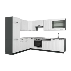 Hjørnekøkken Fame-Line Hvid landhus/Antracit 287 x 227 cm, BP Marmor Vicco