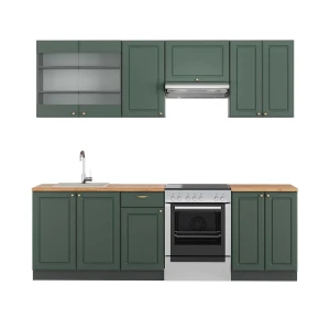 Køkkenrække Fame-Line Grøn-Guld Country House/Anthracit 240 cm , BP Eg Vicco