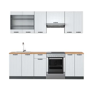 Køkkenrække Fame-Line Hvidt landhus/antracit 240 cm , BP Eg Vicco