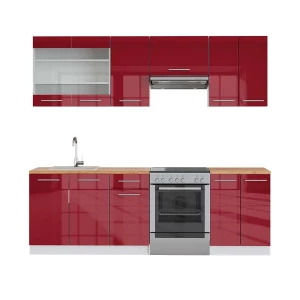 Køkkenrække Fame-Line Bordeaux højglans/hvid 240 cm , BP Eg Vicco