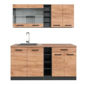 Cozinha individual R-Line Carvalho Goldkraft/antracite 160 cm , AP Carvalho Vicco