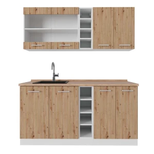 Singleküche R-Line Artisan Eiche/Weiß 160 cm , AP Eiche Vicco