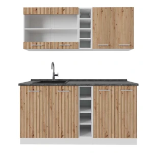 Singleküche R-Line Artisan Eiche/Weiß 160 cm , AP Anthrazit Vicco