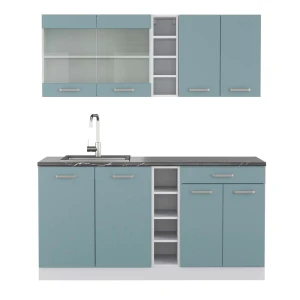 Cozinha individual R-Line Azul-cinza/branco 160 cm , AP Antracite Vicco