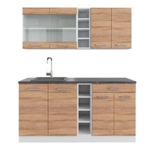 Singleküche R-Line Sonoma/Weiß 160 cm , AP Anthrazit Vicco