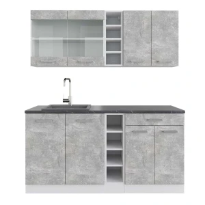 Pojedyncza kuchnia R-Line Beton/Biały 160 cm , BP Antracyt Vicco