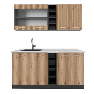 Singlekøkken R-Line Artisan eg/antracit 160 cm med bordplade Vicco