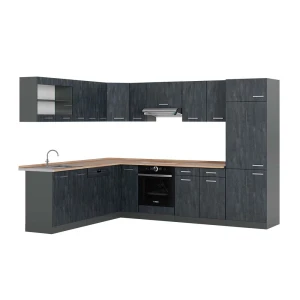 Hjørnekøkken R-Line Sort beton/Antracit 287 x 227 cm BP Eg Vicco