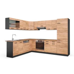 Hjørnekøkken R-Line Gylden eg/Antracit 287 x 227 cm, BP Eg Vicco