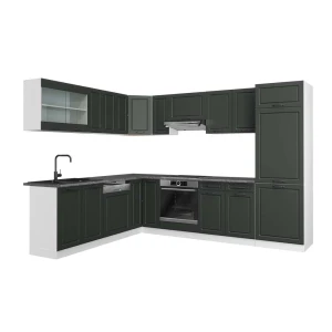Hjørnekøkken R-Line Antracit landhus/Hvid 287 x 227 cm, BP Antracit Vicco