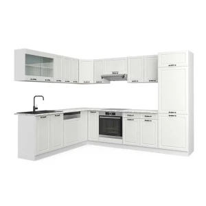 Hjørnekøkken R-Line Hvid landhus/Hvid 287 x 227 cm, BP Marmor Vicco