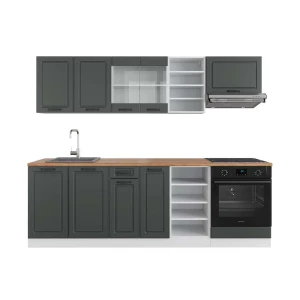 Køkkenrække R-Line Antracit landhus/hvid 240 cm , BP Eg Vicco