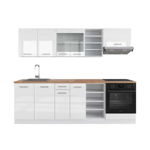 Køkkenrække R-Line Hvid højglans/hvid 240 cm , BP Eg Vicco
