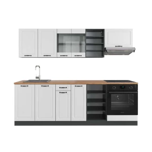 Køkkenrække R-Line Hvidt landhus/antracit 240 cm , BP Eg Vicco