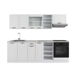 Køkkenrække R-Line Hvidt landsted/hvid 240 cm uden bordplade Vicco