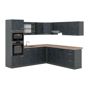 Hjørnekøkken R-Line Sort beton/Antracit 247 x 237 cm BP Eg Vicco