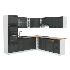 Hjørnekøkken R-Line Antracit landhus/Hvid 247 x 237 cm, BP Eg Vicco