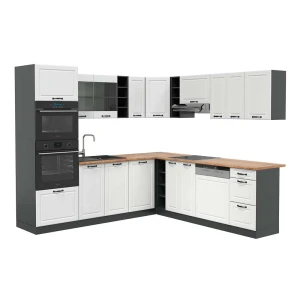 Hjørnekøkken R-Line Hvid landhus/Antracit 247 x 237 cm, BP Eg Vicco