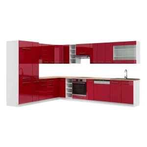 Hjørnekøkken Fame-Line Bordeaux højglans/hvid 347 x 60 cm , BP Eg Vicco