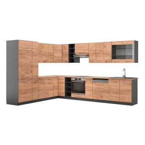 Hjørnekøkken Fame-Line Gylden eg/Antracit 347 x 257 cm, BP Eg Vicco
