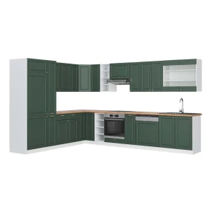 Hjørnekøkken Fame-Line Grøn guld Country/Hvid 347 x 257 cm, BP Eg Vicco