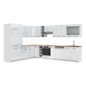 Hjørnekøkken Fame-Line Hvid højglans/hvid 347 x 60 cm , BP Eg Vicco