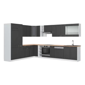 Hjørnekøkken Fame-Line Antracit-guld/Hvid 347 x 257 cm, BP Eg Vicco