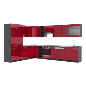 Hjørnekøkken Fame-Line Bordeaux højglans/antracit 347 x 60 cm , BP Marmor Vicco