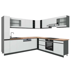 Hjørnekøkken R-Line Hvid/antracit 277 x 60 cm J-Shape, BP Eg Vicco