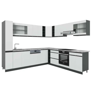 Hjørnekøkken R-Line Hvid/antracit 277 x 60 cm J-Shape, BP Marmor Vicco
