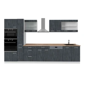 Moduł kuchenny R-Line Czarny beton/biały 350 cm BP Dąb Vicco