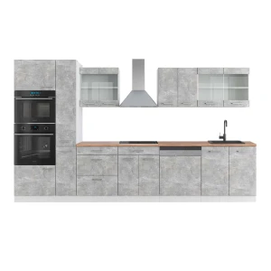 Keittokomero R-Line Betoni/valkoinen 350 cm korkealla kaapilla, AP tammi Vicco