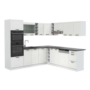 Hjørnekøkken R-Line Hvid landhus/Hvid 247 x 237 cm, BP Antracit Vicco