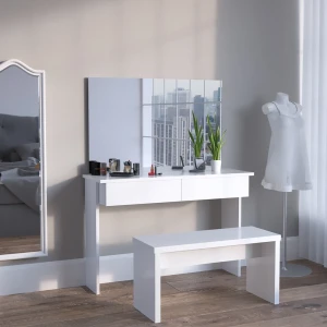 Schminktisch Azur Weiß 120 cm mit Bank livinity®