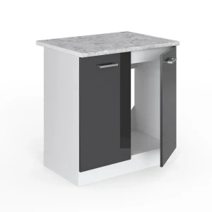Spülenunterschrank R-Line Anthrazit Hochglanz 80 cm , AP Marmor livinity®
