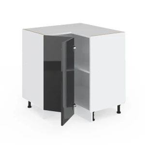 Eckunterschrank R-Line Anthrazit Hochglanz 75.6 cm ohne Arbeitsplatte livinity®