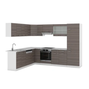 Hjørnekøkken R-Line Smuk grå/hvid 287 x 46 cm uden bordplade Vicco