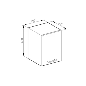 Hängeschrank R-Line Anthrazit Hochglanz 40 cm Vicco