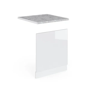 Frontblende R-Line Weiß Hochglanz 60 cm , AP Marmor Vicco