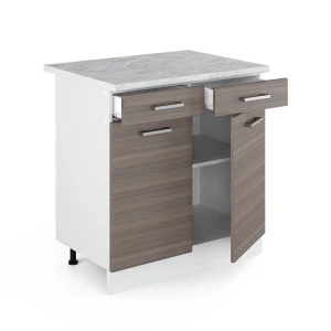 Küchenunterschrank R-Line Edelgrau 60 cm mit Schublade, AP Marmor livinity®