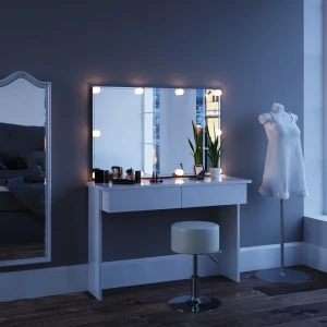 Schminktisch Azur Weiß 120 cm mit LED Beleuchtung livinity®