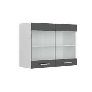 Køkkenskab med glas R-Line Antracit højglans 80 cm Vicco
