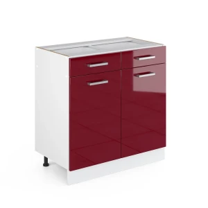 Armário baixo de cozinha R-Line Vermelho alto brilho 80 cm sem bancada Vicco