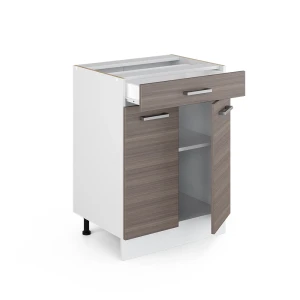 Küchenunterschrank R-Line Edelgrau 60 cm mit Schublade, ohne Arbeitsplatte livinity®