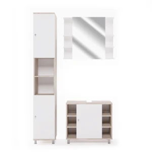 Meubles bain Fynn Sonoma 3 pièces, avec armoire haute Vicco
