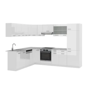 Hjørnekøkken R-Line Hvid højglans/hvid 287 x 46 cm uden bordplade Vicco