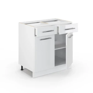 Küchenunterschrank Fame-Line Weiß Hochglanz 80 cm ohne Arbeitsplatte livinity®