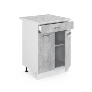 Küchenunterschrank R-Line Beton 60 cm mit Schublade, AP Marmor livinity®